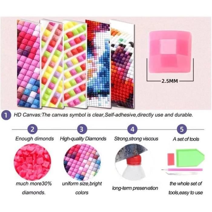 Kit Peinture Diamant 5D DIY Complet Square drill Rose Rouge 25x50cm Large Diamond Painting Forage Complet Peinture Par Numéros Broderie Diamant Strass Point de Croix Art Décoration Murale Pour Maison