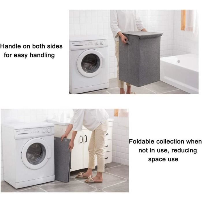Panier À Linge En Bambou Pliable Avec Couvercle 80 L Rectangulaire 2
