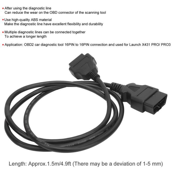 Câble de rallonge de 1 m entre un connecteur femelle OBD2
