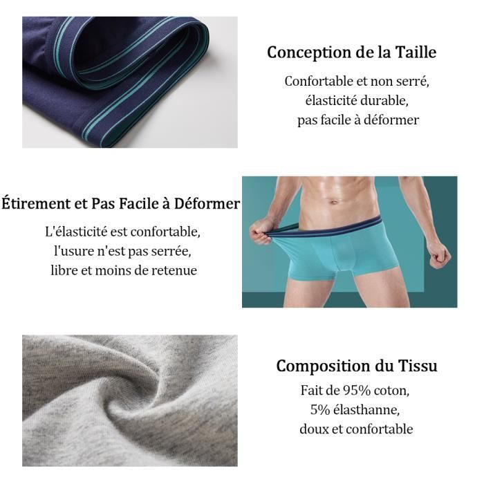 JANZDIYS 4PCS Boxer Hommes 2XL Slips Confortables Sous Vetements en Coton Elastique Calecon Homme Sans Couture Anti Transpirant Noir Cdiscount Pret a Porter