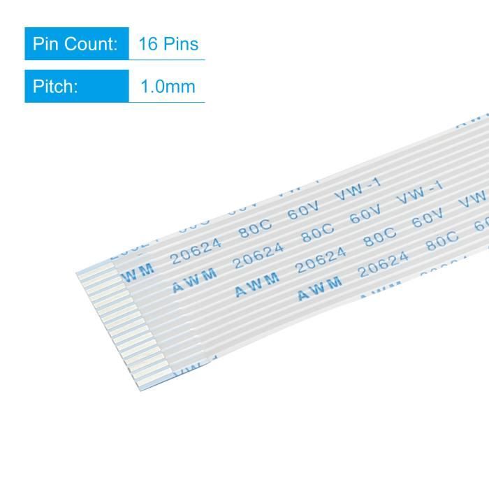 Câble Ruban Plat FC/FC 16 Broches 2.54mm 30cm - Idéal Pour Projets Électroniques Et Arduino