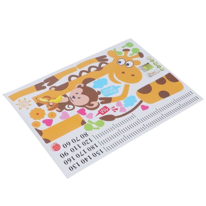 Toise Murale Girafe 3D DUOUPA - Règle Croissance Enfant 60-180cm - Autocollants Décoratifs