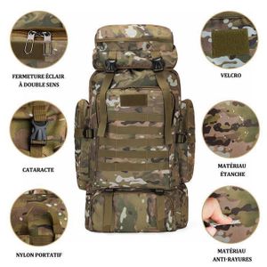 Sacs à dos randonnée,Sac à dos tactique militaire 60l pour homme, accessoire de Camping