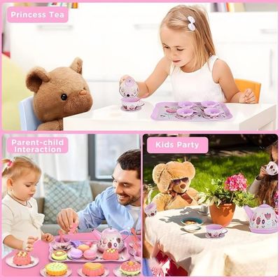 Service à Thé Pour Enfants 50 Pièces - Dînette Métal Avec Valise De Transport - Idéal Pour Filles 3-7 Ans