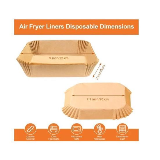 100 Papiers De Cuisson Pour Air Fryer - 20 Cm, Résistants à 250°C - Pour Four Et Micro-ondes