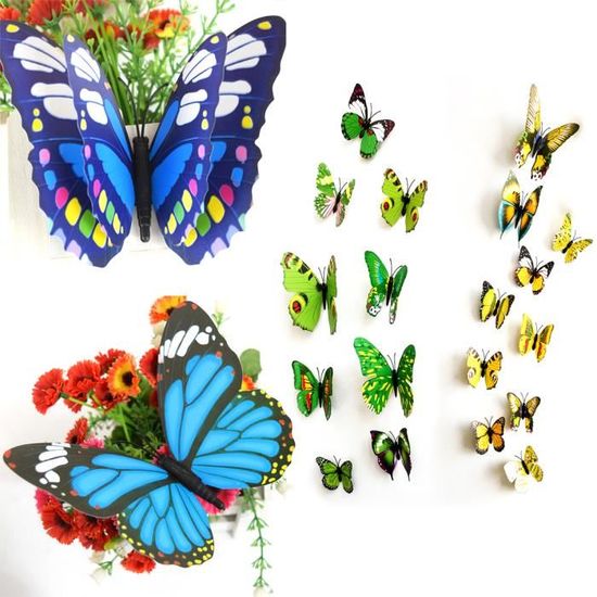 Papillon H318 arbre fleurs nature windiow applique murale 3D art stickers vinyl chambre