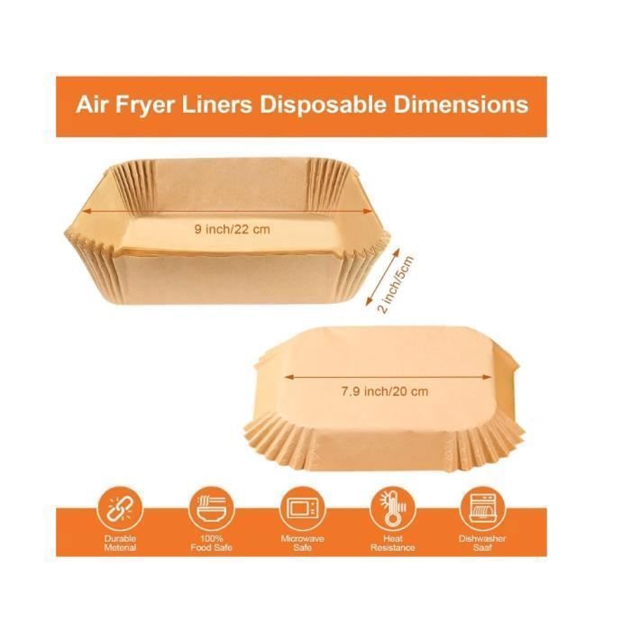 Papier Cuisson Air Fryer 200 Feuilles - Carré Et Perforé Sans BPA - 20-24cm - Accessoire Friteuse Sans Huile