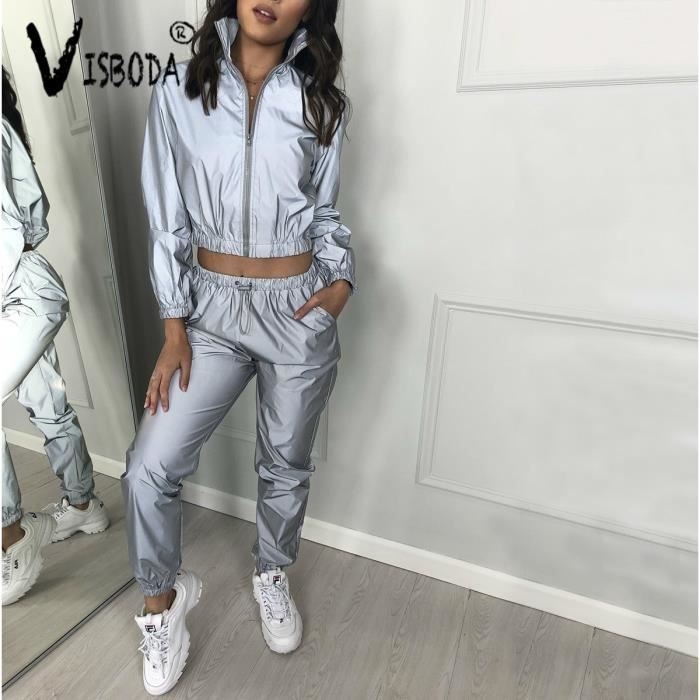 Zencart Femmes Surv tement 2 Pi ces Ensemble Hip Hop R fl chissant