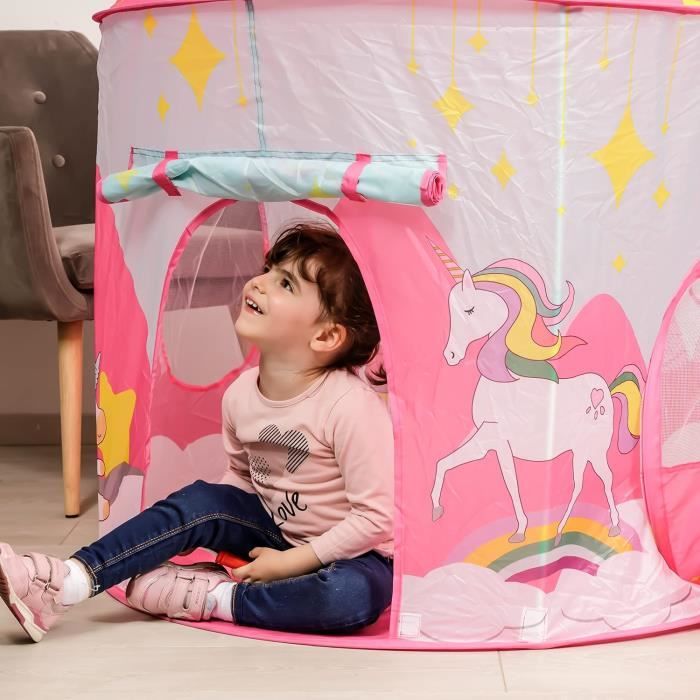 Tente De Jeu Princesse Baroni Toys – Rose Avec Couronnes, Pour Filles De 3 à 7 Ans, Sac De Transport Inclus