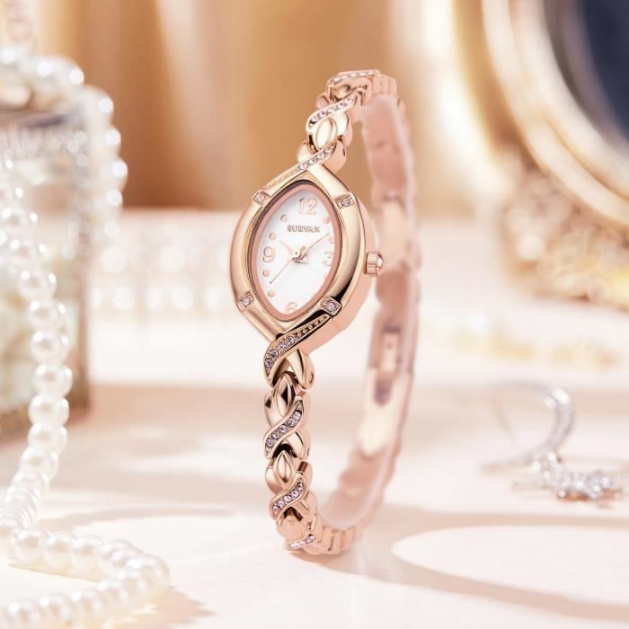 Montre Quartz Japonais Pour Femme Plaqu Or Jaune 18K Ton