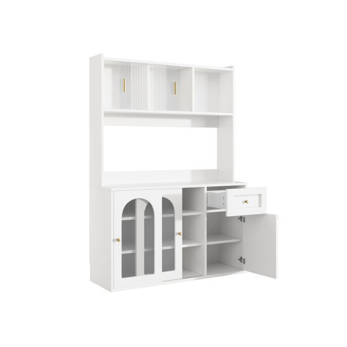 Buffet Vaisselier Style Shabby - Palazzo INT - Bois Ancien - 183x65x42 Cm - Neuf