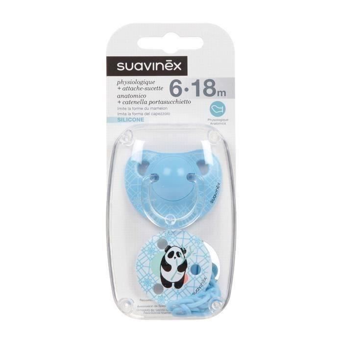 SUAVINEX Sucette Physiologique Garçon Panda + Attache Sucette - 6/18m -  Bleu - Cdiscount Puériculture & Eveil bébé