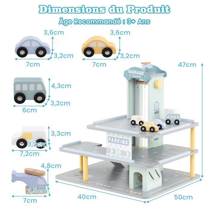 Garage à Voitures Jouet – 2 Étages Avec Rampe & Ascenseur – 25x45 Cm – Jeu Interactif Pour Enfants – Organisation Petites Voitures