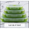 4pcs Boîtes de Conservation en silicone pliable Alimentaires Rétractable Déjeuner Bento Box,Four à micro-ondes, réfrigérateur (vert-0