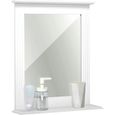Mondeer Miroir Mural - Miroir Salle de Bain Blanc Rectangulaire en MDF avec Étagère, pour Salle de Bain Entrée Couloir-0