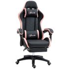 Chaise gaming - Vinsetto - ergonomique avec dossier inclinable à 135° - et soutien lombaire, appui-tête, repose-pieds - rose