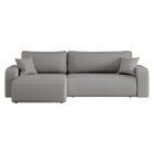 LOUNGITUDE Canapé ALYA d'angle max réversible et convertible 5 places en tissu bouclette - Gris