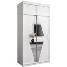 ABIKSMEBLE Boliwia 120 Armoire à Deux Portes Coulissantes avec Miroir, Tringle, Étagères et Extenstion 120x240x62 cm Blanc
