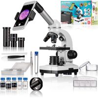 Microscope Biolux SEL avec système de zoom - BRESSER JUNIOR - grossissement 40x-1600x - support smartphone - coffret rigide blanc