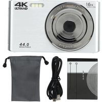 HURRISE appareil photo HD Appareil photo numérique Zoom 16X Écran 2,8 pouces 4K 44MP Boîtier en plastique résistant aux chocs