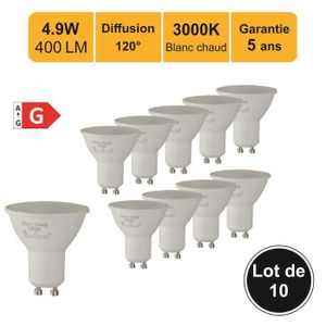 Uplight Dimmable Ampoule GU10 LED,5.5W Blanc Chaud 3000K,Équivalent 50-60W  Halogène,RA85 600LM 120°Angle de Faisceau,Lot de 5.