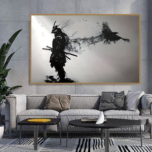 Tableau Toile Samouraï Japonais – 30x45cm, Art Asiatique, Multicolore, Neuf, Décoration Originale !