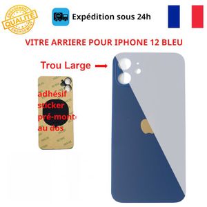 Vitre Arrière IPhone 12 - Remplacement Noir Avec Grand Trou (Compatibilité Modèle Standard)