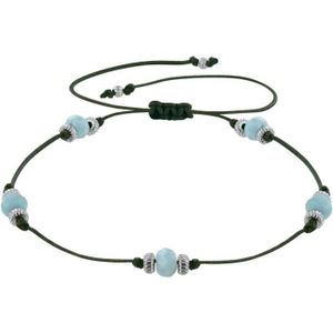 BRACELET - GOURMETTE Bracelet - Larimar - Lien 5 perles facettées - Ver