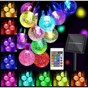 GUIRLANDE D'EXTÉRIEUR Guirlande Lumineuse Solaire D'Extérieur 16 Couleurs 66 Boules Led Multicolore 39 Ft Avec 20 Modes Télécommande Solaire Boules[m1158]