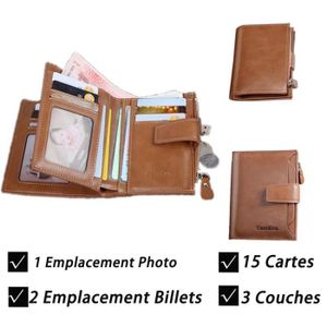 Noir Cuir Homme Long Portefeuille Hommes Pochettes Zipper Portefeuille Multifonction Homme Sac /à Main en Cuir Titulaire de la Carte