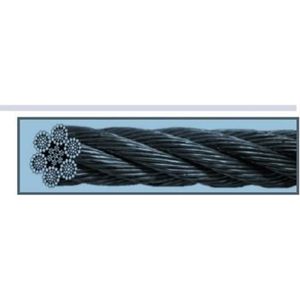 20m PVC cable acier 3mm noir couleur 1x7 gaine corde de foresterie galvanisé avec revetement en polymere 