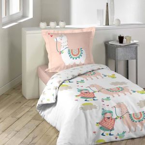 Lamas Cactus zig zag en coton mélangé bleu réversible double 4 Pièces Ensemble De Literie