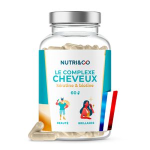 COMPLEMENTS ALIMENTAIRES - BEAUTE ONGLES ET CHEVEUX Le Complexe Cheveux - Complément Pousse Cheveux Rapide & Ongles - 60 Gélules Vegan Made in France - Nutri&Co
