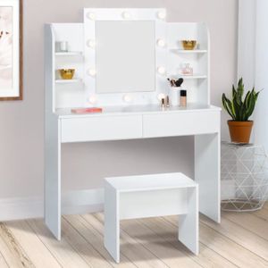 Coiffeuse table maquillage blanche - Cdiscount