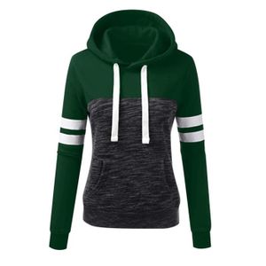 SWEATSHIRT Sweat Femme Pull à capuche à manches longues contraste sport décontracté automne hiver Vert
