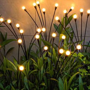 LAMPION Pwshymi lumière solaire imperméable de pelouse Contrôle de la lumière Intelligent jardin lanterne Lumière Lumière chaude à 6 têtes