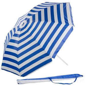 PARASOL Parasol octogonal - ROYAL GARDINEER - Ø 180 cm - Protection UV 30+ - Rayures bleues/blanches