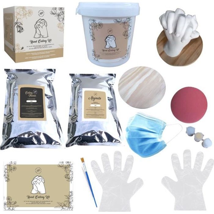 Kit de moulage pour mains HomeBuddy : Kit de moulage de mains souvenir avec  seau de mélange de poudre, moulage en plâtre, poudre d'alginate de moulage,  cadeau unique pour couples : 