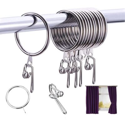 Dacitiery Lot de 30 anneaux de rideaux en métal avec 30 crochets en plastique pour fenêtre, porte, rideau de douche, crochets pour rails, diamètre intérieur 30 mm Dacitiery Lot de 30 anneaux de rideaux en métal avec 30 crochets en plastique pour fenêtre, porte, rideau de douche, crochets pour rails, diamètre intérieur 30 mm