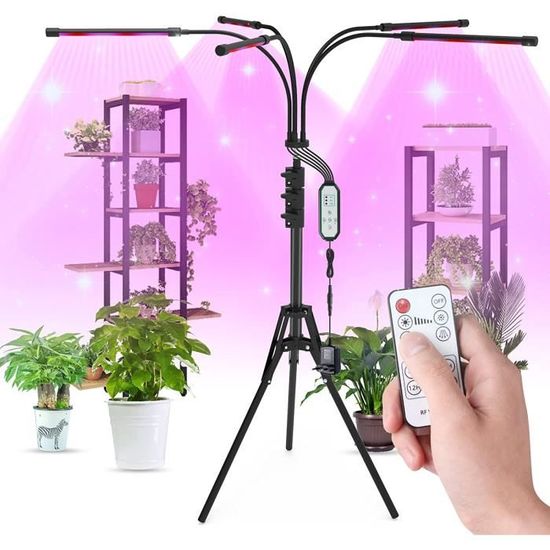 Lampe LED Horticole Avec Trépied-4 têtes Lampe pour Plantes