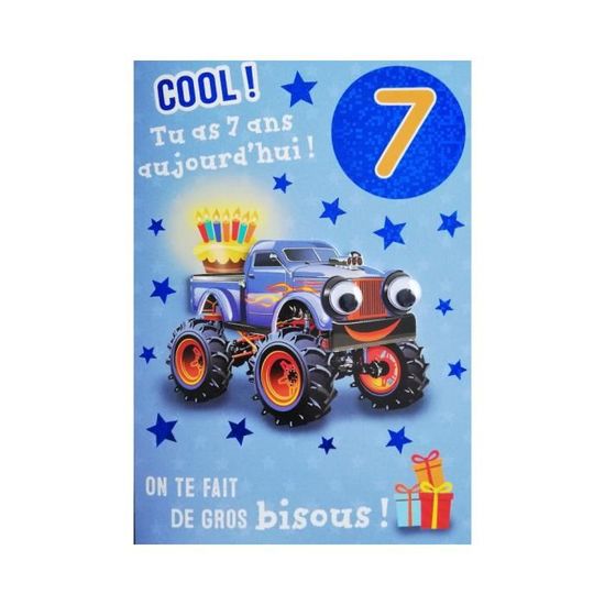 Carte De Voeux Enfant  Anniversaire  7 Ans Garçon  Cdiscount Beaux
