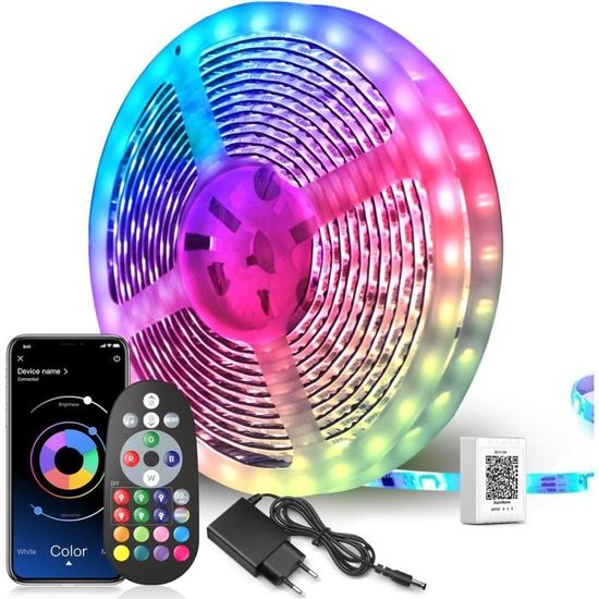 Ruban LED 30M, Bande LED Bluetooth Ultra-longue Lumineuse LED RGB