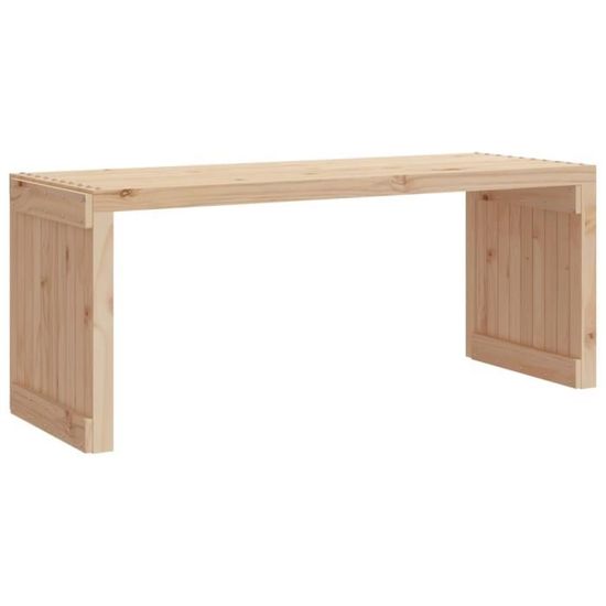 KOMFOTTEU Banc De Jardin 2 Places En Bois Massif – 100 Cm, Naturel, Charge 150 Kg
