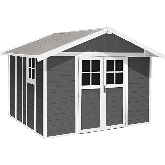 abri de jardin pvc deco 11 gris fonce 11m2 k cdiscount jardin