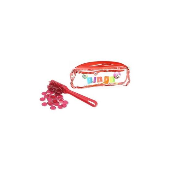 Kit Loto 3 En 1 Magnétique – Trousse + Bâton Ramasse + 100 Pions Rouges – Pour Bingo, Quine – À Partir De 3 Ans