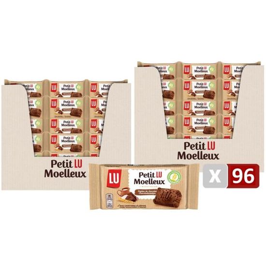 Petit LU Moelleux - 2 Cartons de 48 Sachets - Gâteau aux Pépites de Chocolat - Idéal pour le Goûter