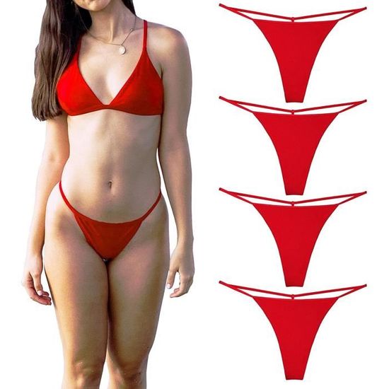 BIGOOD Lot de 2 Culotte Chic Femme Slip Sans Couture Couleur Uni Sous-vêtement String Tanga