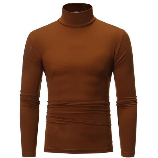 T-shirt Thermique Homme Manches Longues Col Roulé - Sous-vêtement Chaud Hiver, Respirant - Pour Sport, Détente, Quotidien - 12