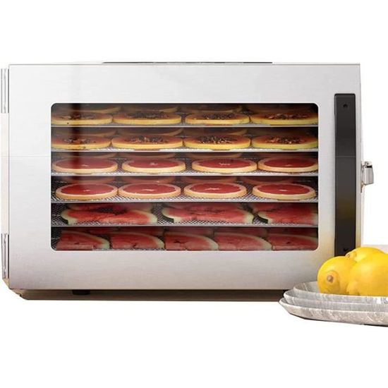 Déshydrateur Alimentaire Lecon Chef 450W - 8 Plateaux Inox - Minuterie 24H - Température 30-90°C - Fruits, Viande, Herbes