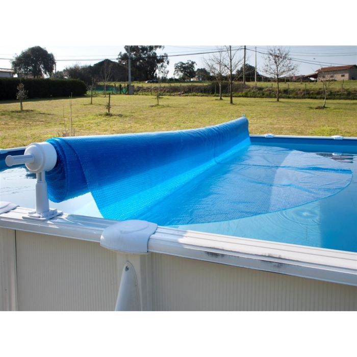 Enrouleur de bâches pour piscines hors-sol GRE - 1,25m à 6,15m - Système permanent - Métal Bleu